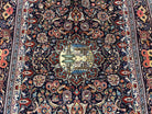 Navy Blue Persian Kashan Rug 4.4 x 6.7, Very Fine Wool Oriental Carpet, Hand-Knotted Floral Rug with Birds, Home Office Rug 4x7, Semi Antique Rug - Jewel Rugs