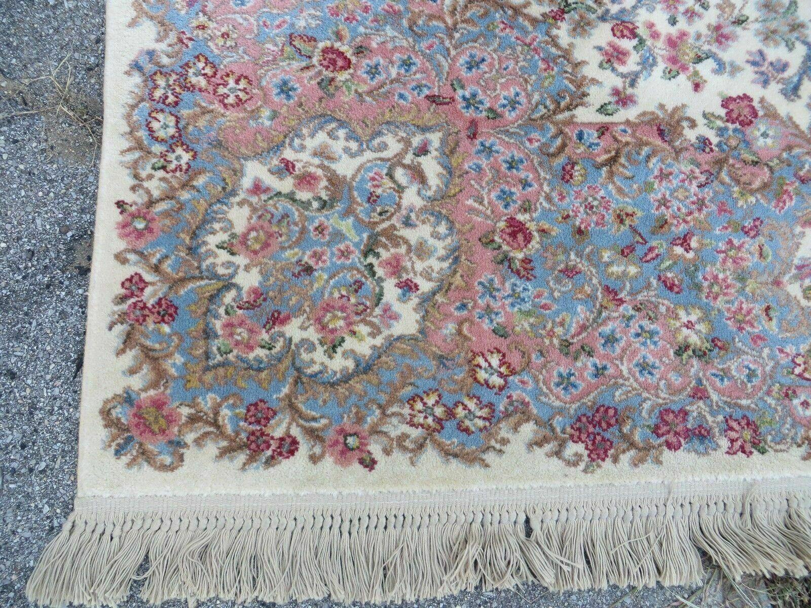 8' 8" X 10' 6" Karastan Ivory Kirman Oriental Design Wool Rug American Made USA Nice - Jewel Rugs