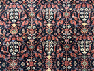 Karastan Rug 8x10 Williamsburg Collection Carters Grove #554, Midnight Blue & Red Vintage Karastan Carpet, Room Sized Wool Area Rug, Allover - Jewel Rugs