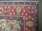 Persian Tabriz Rug 9x13 - Red Blue and Cream Rug - Floral Medallion Rug - Semi Open Field - Hand Knotted Rug - Antique Rug 9 x 13 Vintage Wool Rug - Jewel Rugs