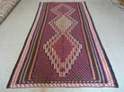 5' X 9' Vintage Handmade Turkish Kilim Flat Weave Wool Rug Veg Dye Red - Jewel Rugs