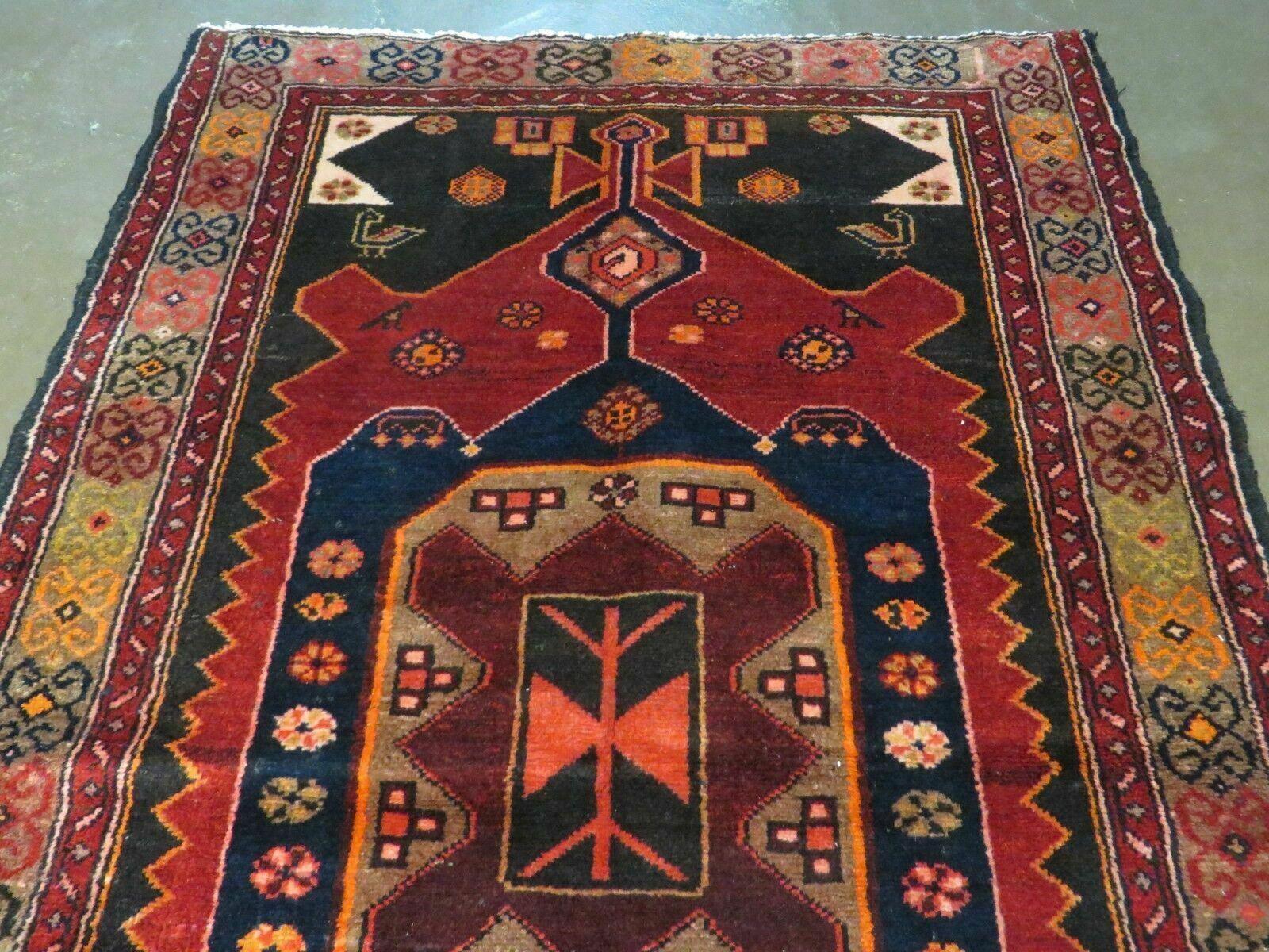 3' 10" X 10' Antique Handmade Turkish Anatolian Kazak Wool Runner Rug Nice Red - Jewel Rugs