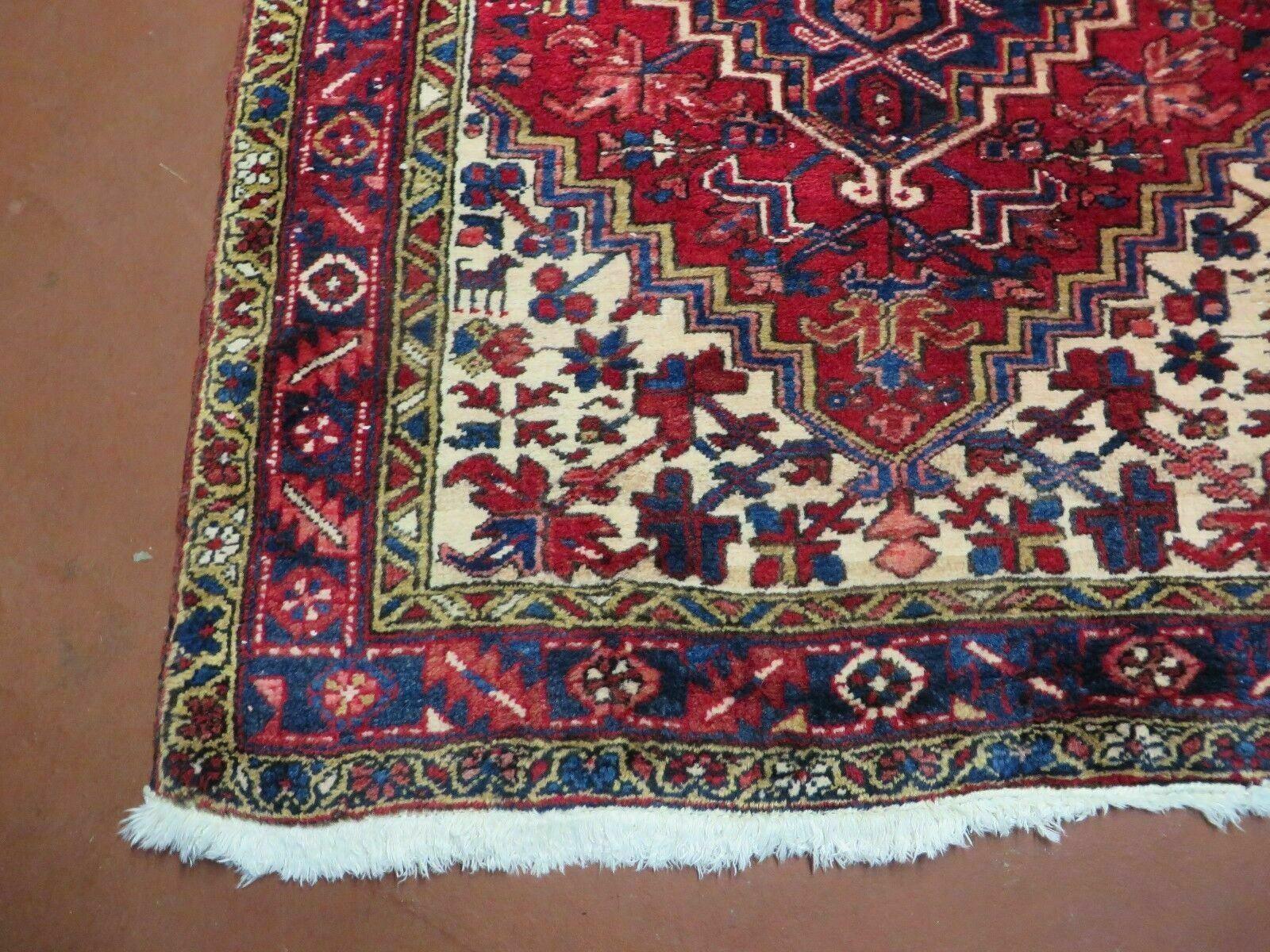 3' 9" X 10'8" Vintage Handmade Turkish Wool Runner Rug Red Nice - Jewel Rugs