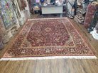 9' X 11' 5" Antique Authentic Handmade Wool Rug Floral Red Organic Nice - Jewel Rugs