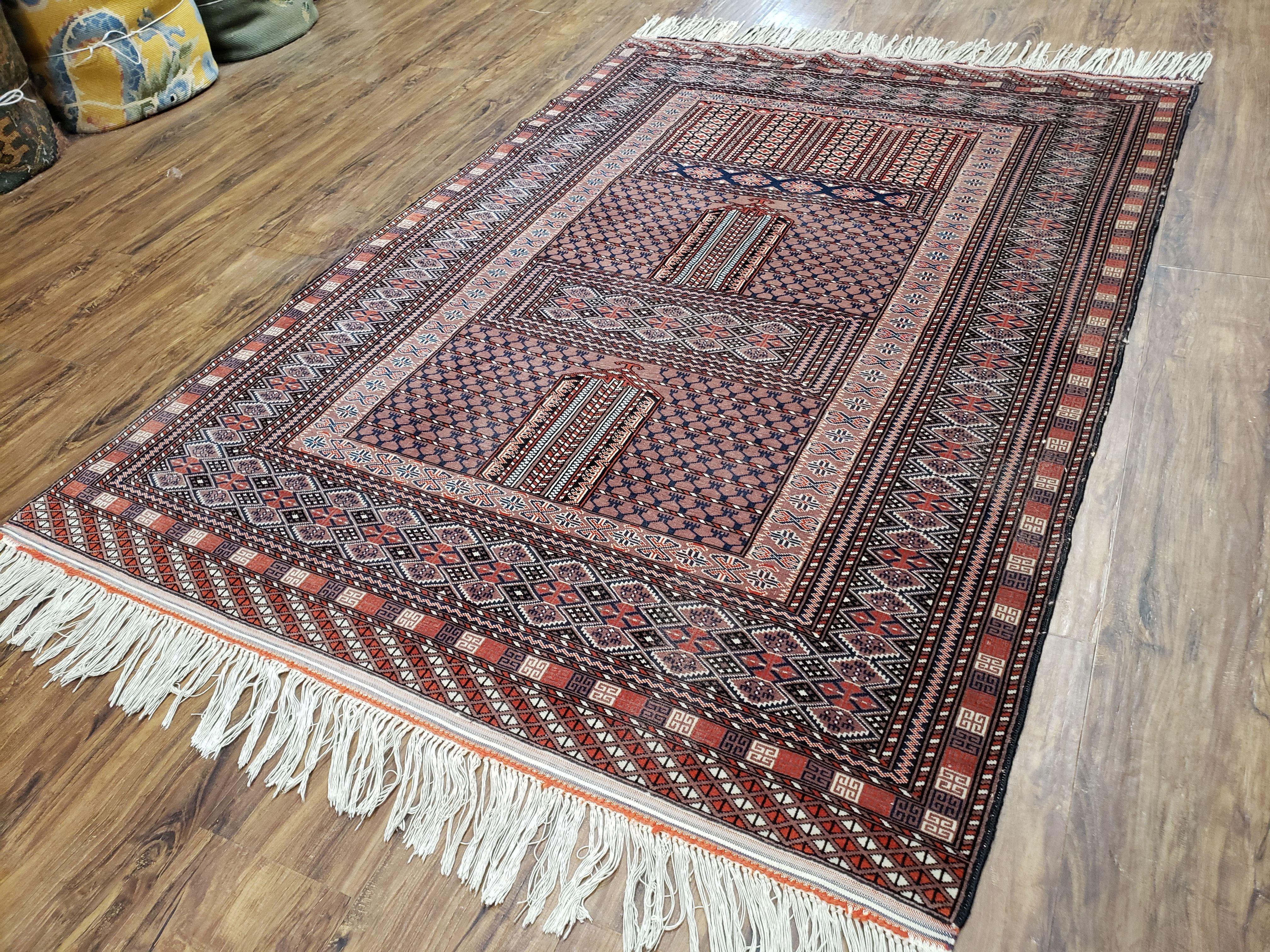 Vintage Turkoman Bokhara Rug 4x6, Four Seasons Pakistan Bukhara Turkmen Engsi Yamud Carpet, Fine Tribal Rug, Wool, Hand-Knotted, Brown, Nice - Jewel Rugs