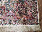 8' 8" X 12' Karastan Made Floral Kirman # 742 Wool Rug American Ivory/Beige Nice - Jewel Rugs