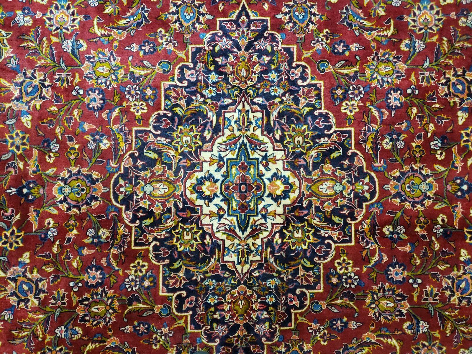 9' 6" X 13' 4" Antique Authentic Oriental Handmade Vegetable Dye Floral Area Rug Red Xlarge Allover Floral Top Quality - Jewel Rugs