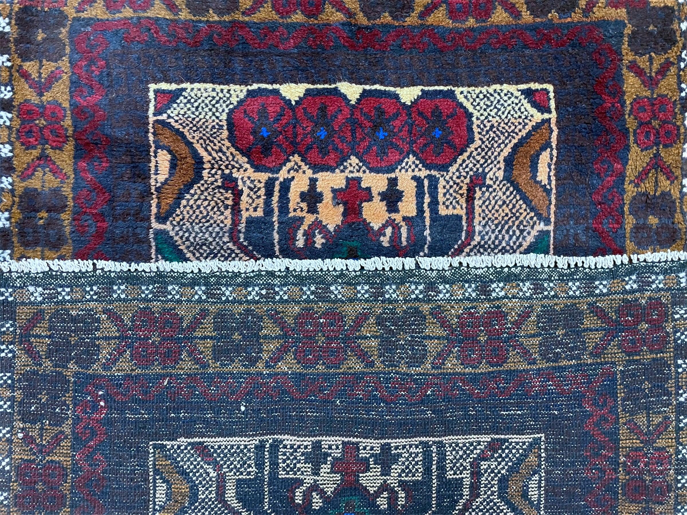 3 X 5 Vintage Handmade Tribal Wool Rug Balouchi Rug Afghan Rug Red Beige Nice - Jewel Rugs