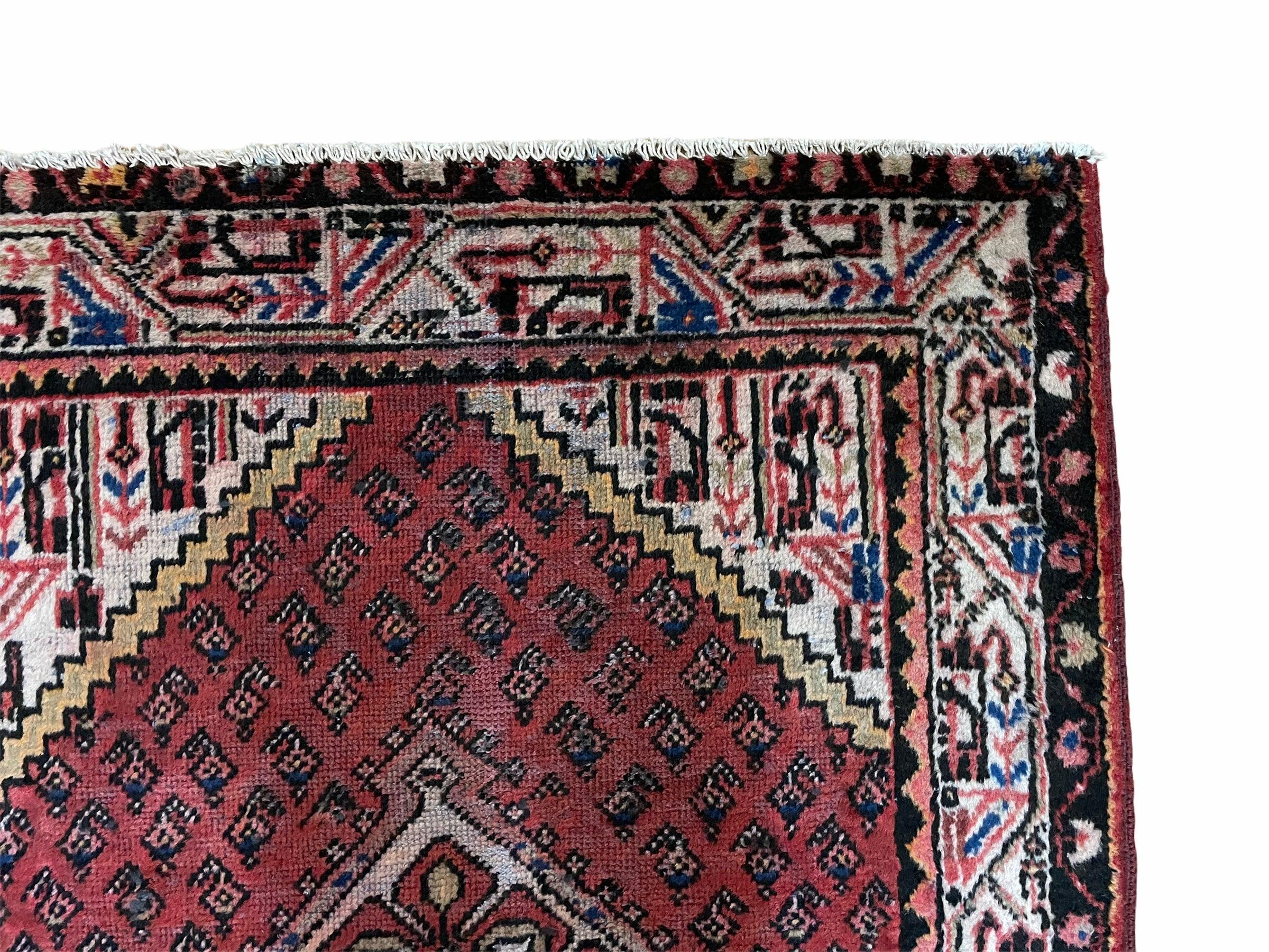 4x6 Antique Rug Handmade Wool Rug Organic Dyes Red Ivory Red Tribal Rug Boho Rug - Jewel Rugs