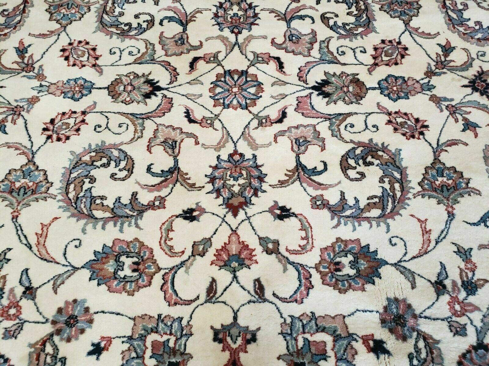 9' X 12' Vintage Handmade India Oriental Wool Rug Carpet Hand Knotted Ivory - Jewel Rugs