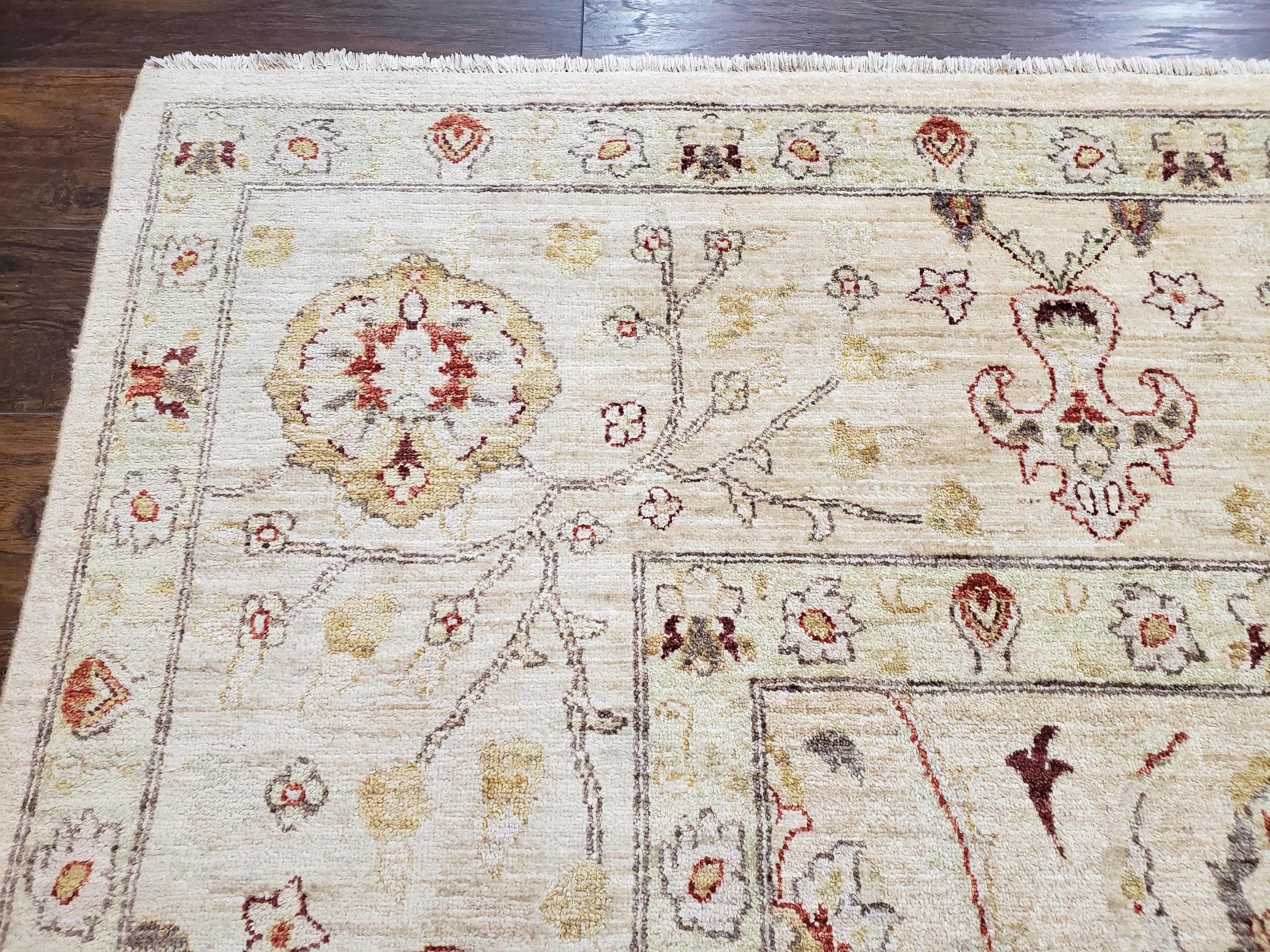 Peshawar Oushak Large Room Sized Rug 10 x 14.4, Wool Hand-Knotted Ivory Chobi Farmhouse Oriental Rug, 10x14 Living Room Pakistani Carpet - Jewel Rugs