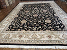 8' 5" X 11' 6" Vintage Handmade Oriental Floral Wool Rug Silk Accent Black Nice - Jewel Rugs