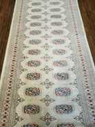 2' 6" X 12' Vintage Handmade Bokhara Turkoman Pakistani Beige Wool Runner Rug Nice - Jewel Rugs