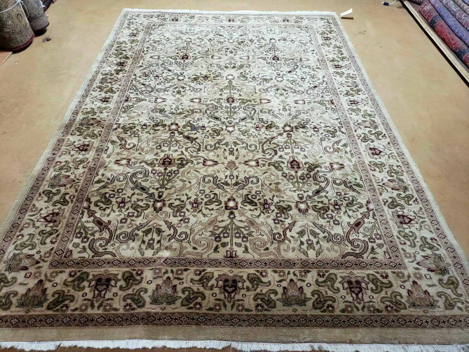 6' X 9' Vintage Handmade India Floral Oriental Agra Wool Rug Vegetable Dyes - Jewel Rugs