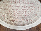 6x6 Round Oriental Rug Mahi Pattern Persian Design Ivory 6ft Round Area Rug Hand-Knotted Vintage Herati Oval Carpet Fine - Jewel Rugs