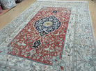 6' X 9' Vintage Handmade India Oriental Floral Wool Rug Hunting Bird Deer Nice - Jewel Rugs