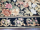 William Morris Rug 12x17 - 12x18, Flat Pile Needlepoint Carpet, Black Oversized Palace Sized Rug, Wool Hand-Woven, Large Floral Flowers Rug - Jewel Rugs