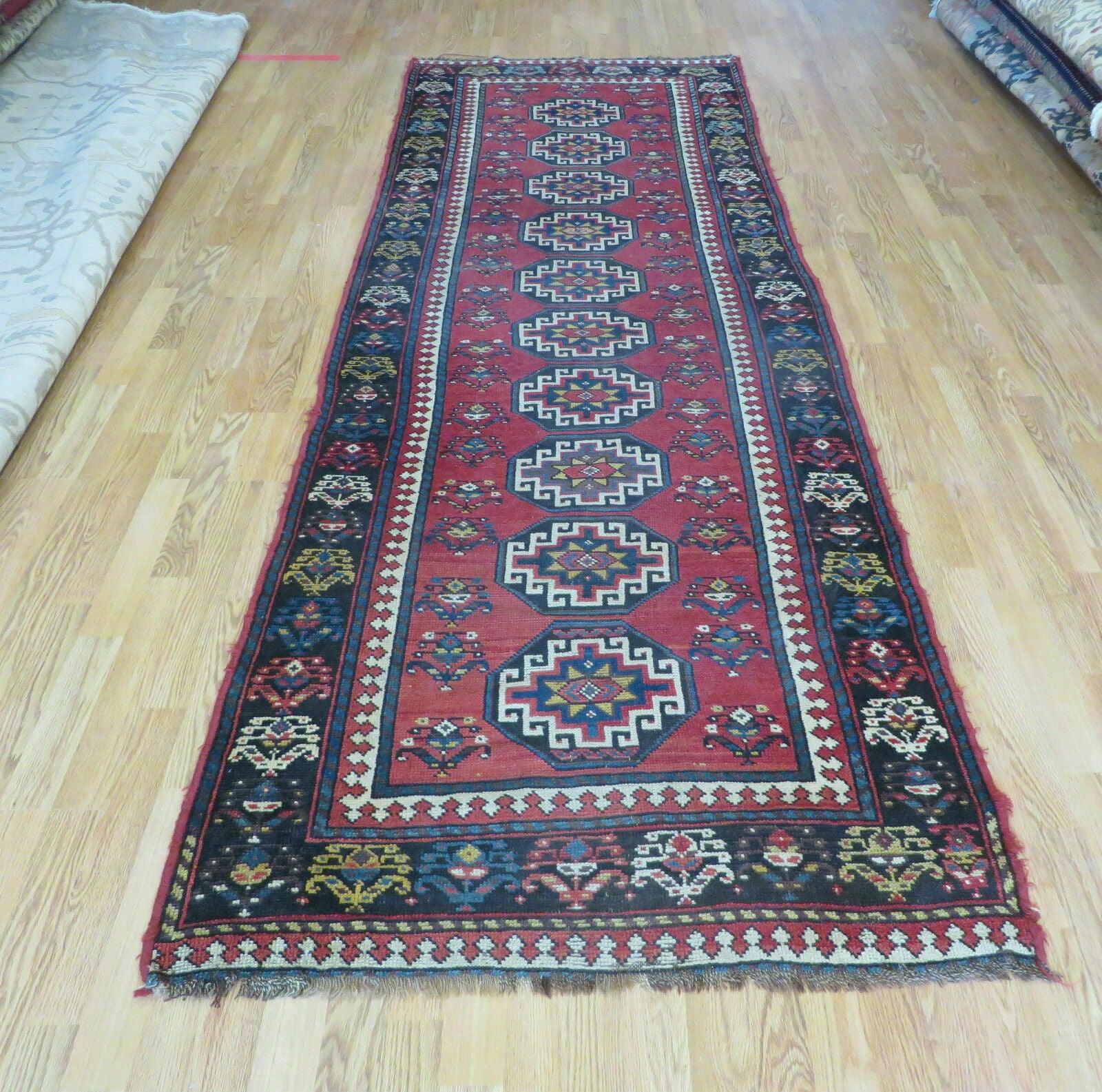 3' 3" X 10' Hand-Knotted Antique Handmade Caucasian Kazak Wool Runner Rug - Jewel Rugs