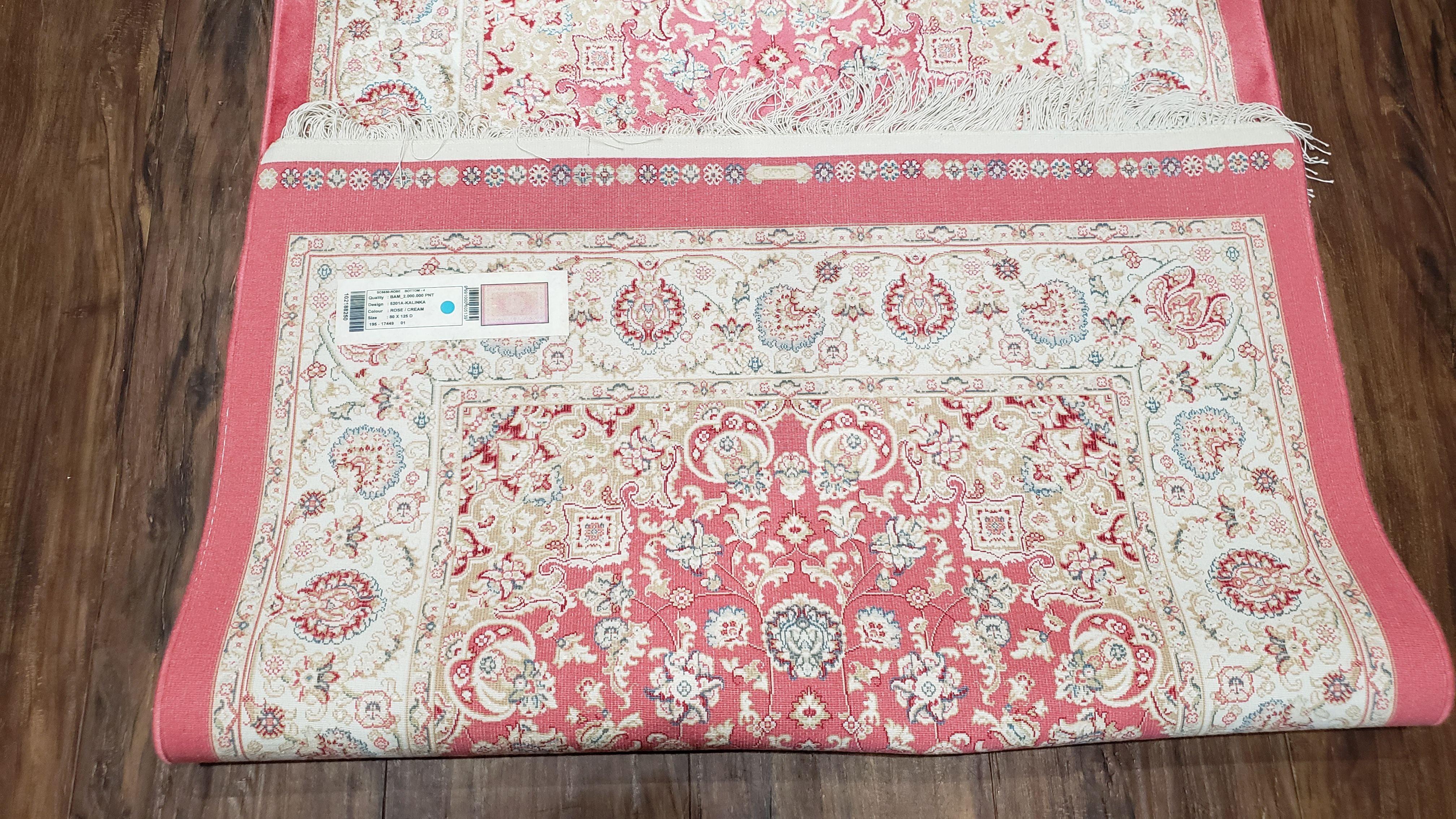 Small Silk Rug Red, Soft Silk Oriental Carpet, New Turkish Rug, Persian Design, Central Medallion, Bamboo Silk, Power-Loomed, 2' 8" x 4' 1" - Jewel Rugs