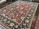 Indo Persian Rug 10x14, Large Oriental Carpet 10 x 14 ft, Dark Red Black Gold Floral Allover Rug, Traditional Room Sized Handmade Wool Rug - Jewel Rugs