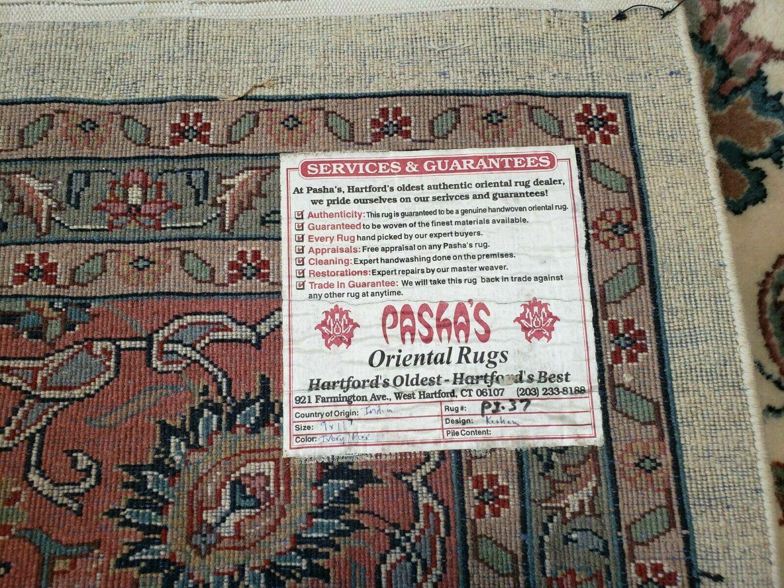 9' X 12' Vintage Handmade India Oriental Wool Rug Carpet Hand Knotted Ivory - Jewel Rugs