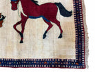 3.5 X 5 Handmade Hand-Knotted Quality Wool Pictorial Brown Horses Animal Rug - Jewel Rugs