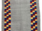 Gray Kilim Carpet, Yellow, Red, Blue Checkerboard Pattern, Flatweave, New, Geometric, Hand-Knotted, Wool, Turkish Area Rug, 5' 9" x 7' 9" - Jewel Rugs