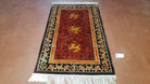 3x5 Chinese Silk Rug Red & Black Horses Tibetan Nepal Carpet Wool Vintage Nice Accent Rug Hand-Knotted - Jewel Rugs