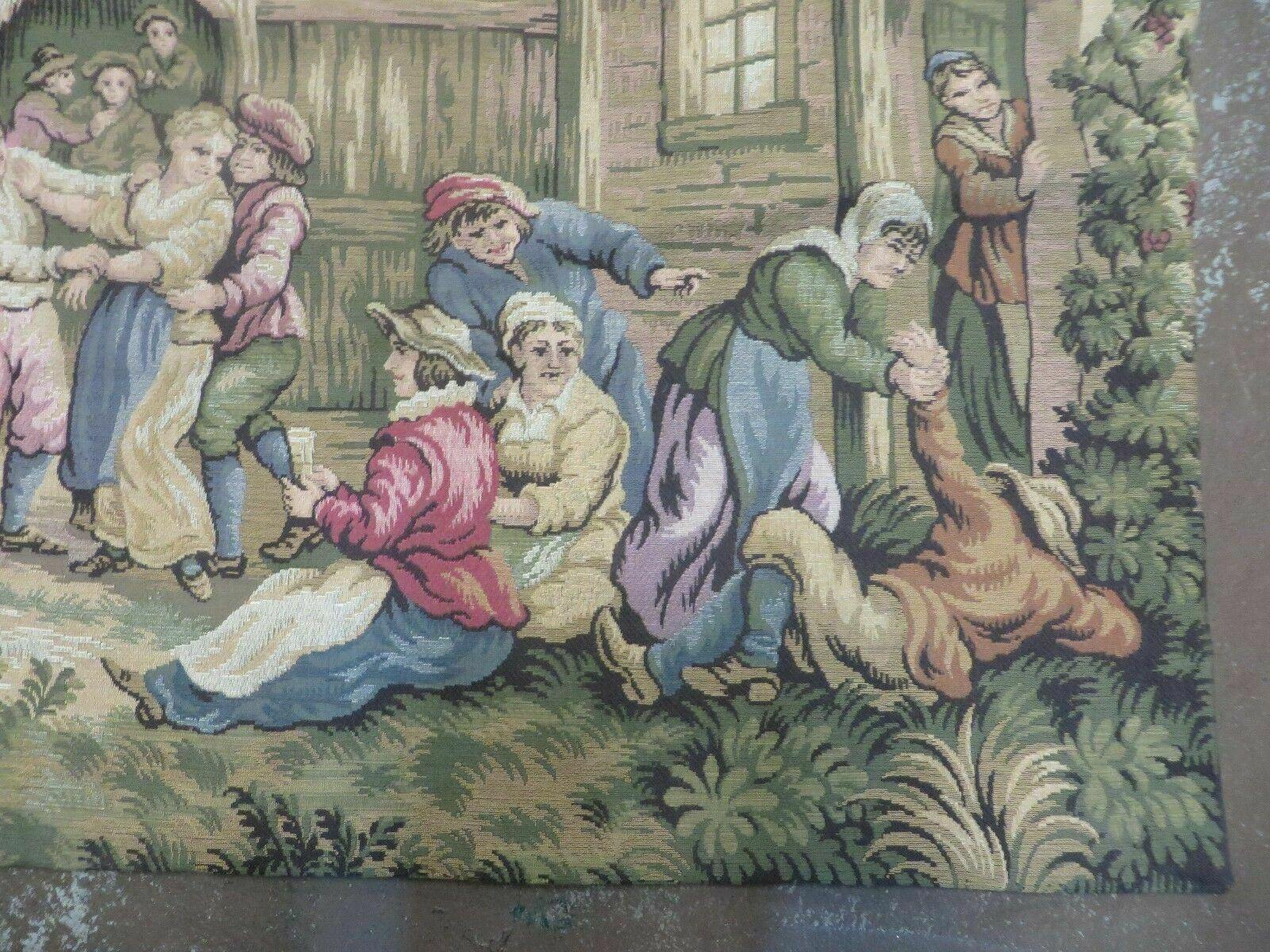 4' X 5' Antique Tapestry Belgium Made Loomed Victorian Dace Music One Of A Kind - Jewel Rugs