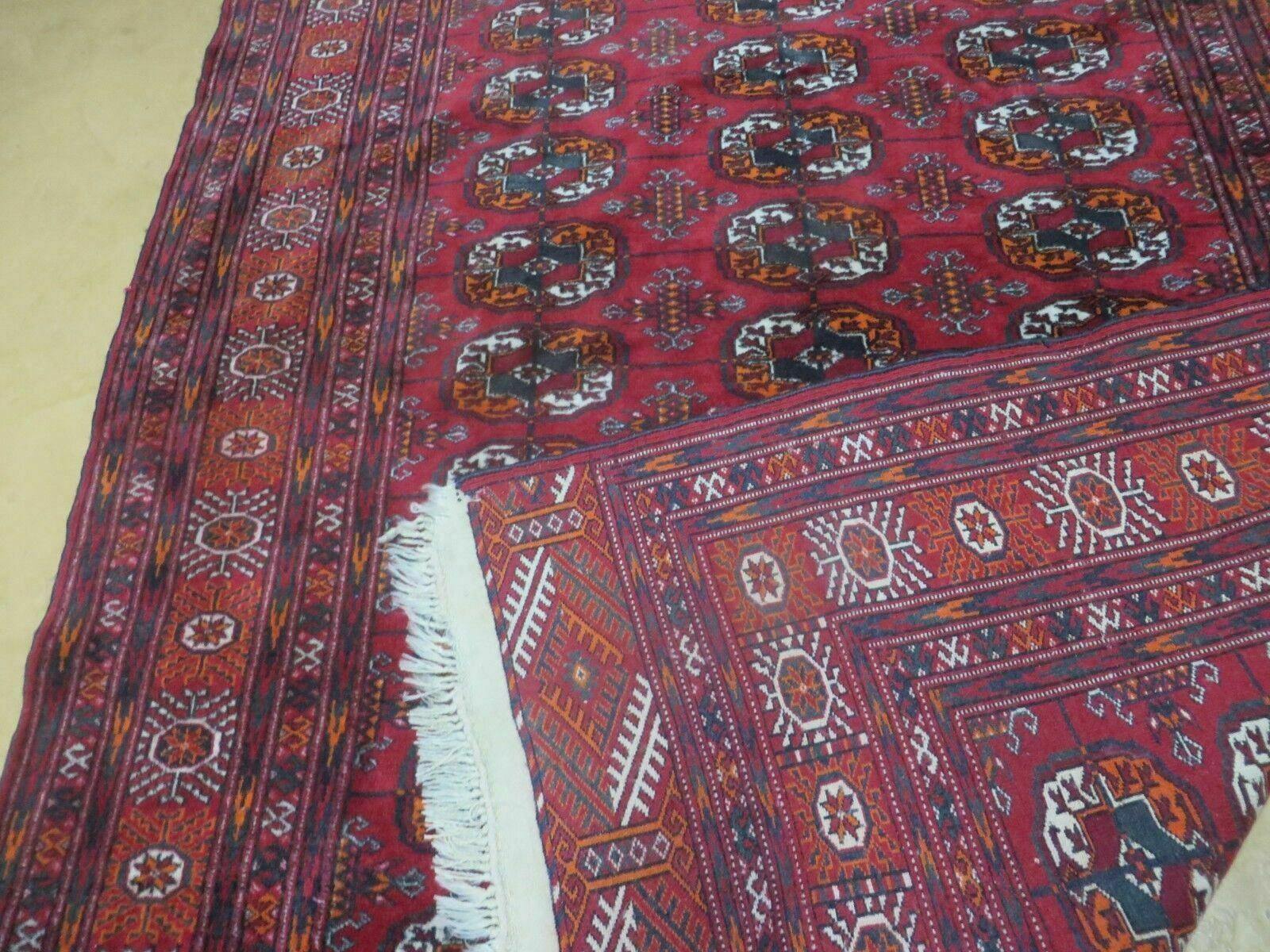 4' X 6' Vintage Handmade Bokhara Turkoman Pakistan Wool Rug Carpet Red - Jewel Rugs