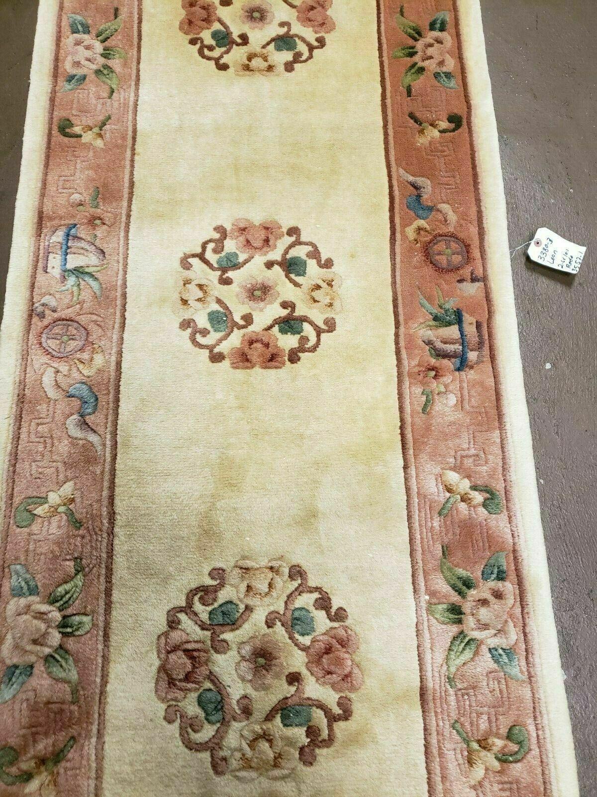 2' 7" X 12' Handmade Chinese Art Deco Nichols 90 Lines Wool Rug Runner Beige - Jewel Rugs