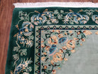 Vintage Light Teal & Green Chinese Art Deco Area Rug 6x9, Wool Hand-Knotted Carpet, 6 x 9 Nichols Rug, 1950s Birds Phoenix Rug, Pair A - Jewel Rugs