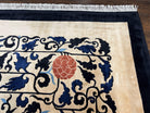 10x14 Chinese Peking Rug, Allover Pattern, Beige Black Blue Red, Handmade Hand Knotted Vintage 1940s Antique Living Room Chinese Carpet Nice - Jewel Rugs