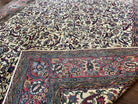 Rare Room Sized Persian Kirman Lavar Rug 10x15, Antique 1920s Persian Carpet, Allover Floral Design, Cream Red Blue, Highly Detailed, Wool - Jewel Rugs