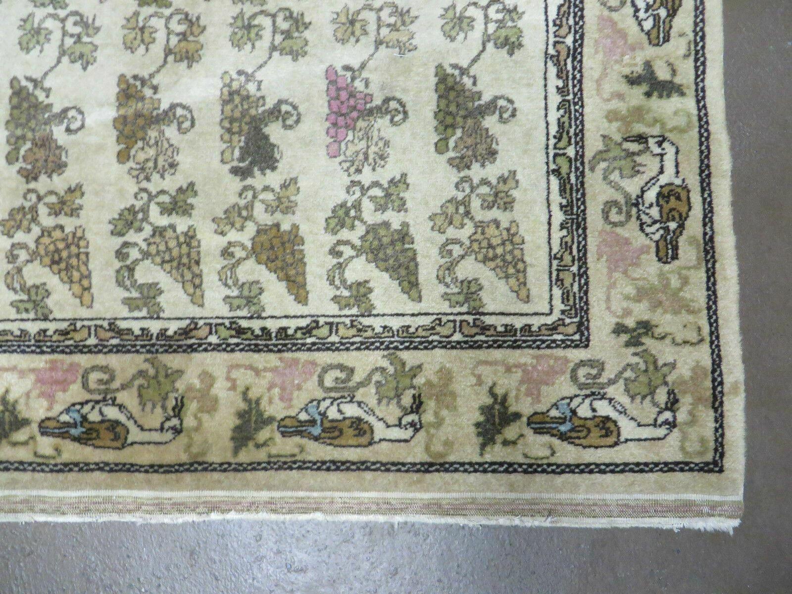 3' X 5' Vintage Handmade Fine Turkish Sivas Wool Rug Birds Grape Nice 200 KPSI - Jewel Rugs