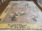 8' X 10' Vintage Handmade Chinese Art Deco 120 Lines Wool Rug Flowers Mauv - Jewel Rugs