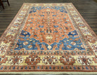 Karastan Rug 8' 2" x 11' 9", Karastan Williamsburg Rug Pattern #553 Turkish Church, Salmon Blue Golden Tan, Wool Karastan Carpet, Room Sized - Jewel Rugs