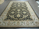 7' X 10' Vintage Machine Made Floral Oriental Wool Rug Black Nice - Jewel Rugs