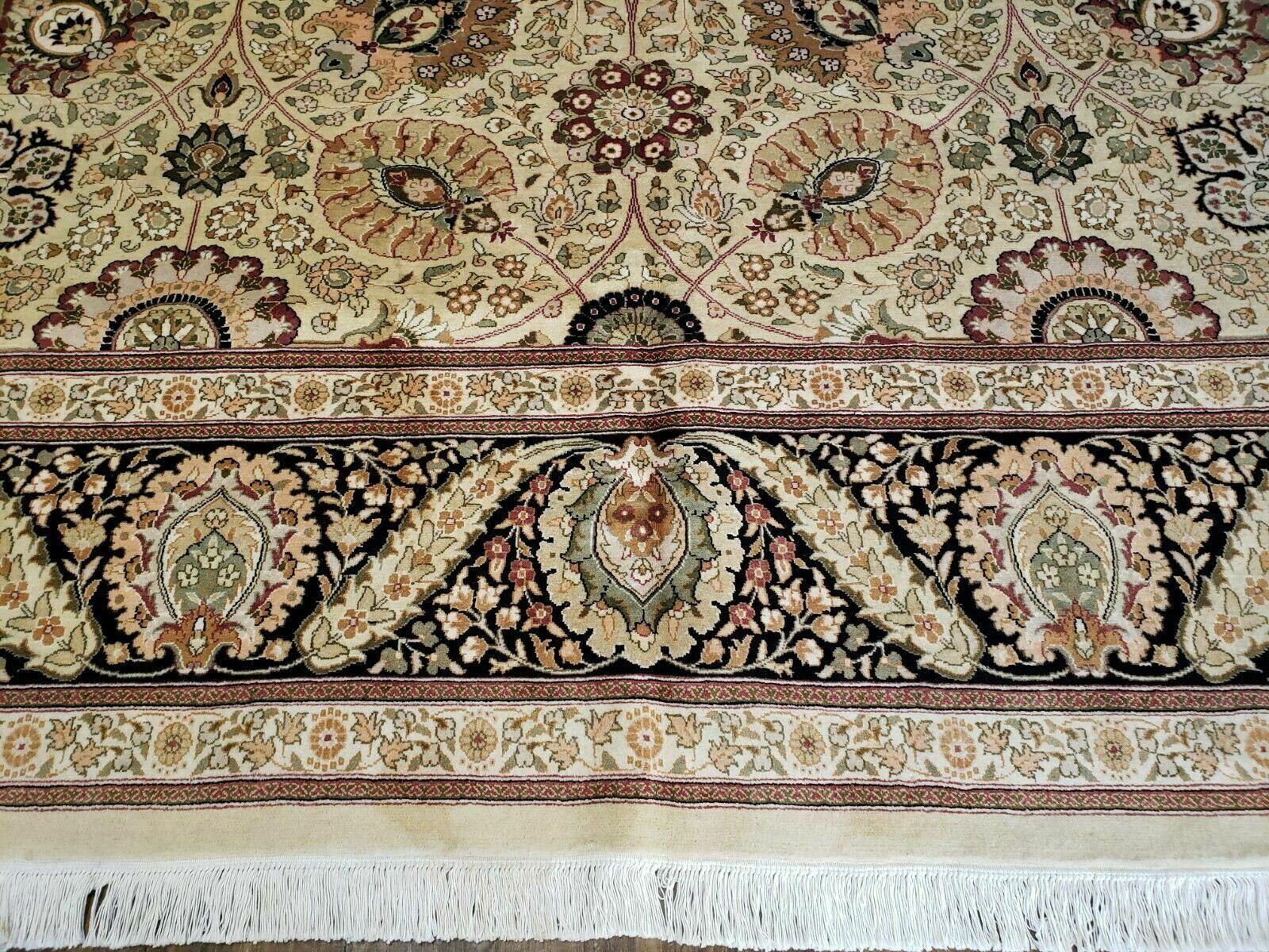 9' X 12' Vintage Handmade Chinese Oriental Wool Beige Rug - Jewel Rugs