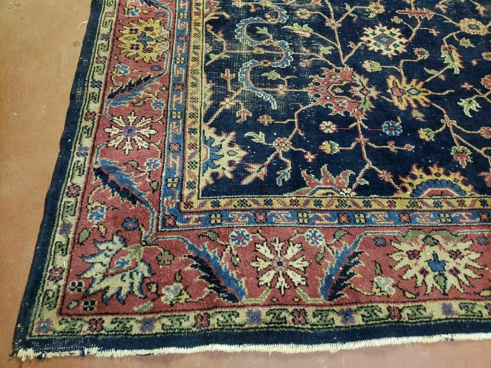 9' X 11' Antique Handmade Turkish Sparta Wool Area Rug Floral Nice Organic Dyes - Jewel Rugs