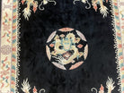 Chinese Wool Rug 8x11, Dragon Medallion and Dragon Corners, Black and Beige, Soft Wool, Asian Oriental Art Deco Carpet, Hand Knotted 90 Line - Jewel Rugs