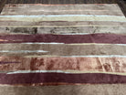 Modern Tibetan Rug 8x11 Nepali Carpet, Shiny Velvely Soft Wool and Silk, Contemporary Hand Knotted Rug, Striped Design, Wool Area Rug 8 x 11 - Jewel Rugs