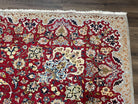 Large Red Persian Kashan Rug 10x14, Allover Floral Pattern, Central Medallion, Vintage Antique Rug, Hand Knotted Wool Authentic Oriental Carpet - Jewel Rugs