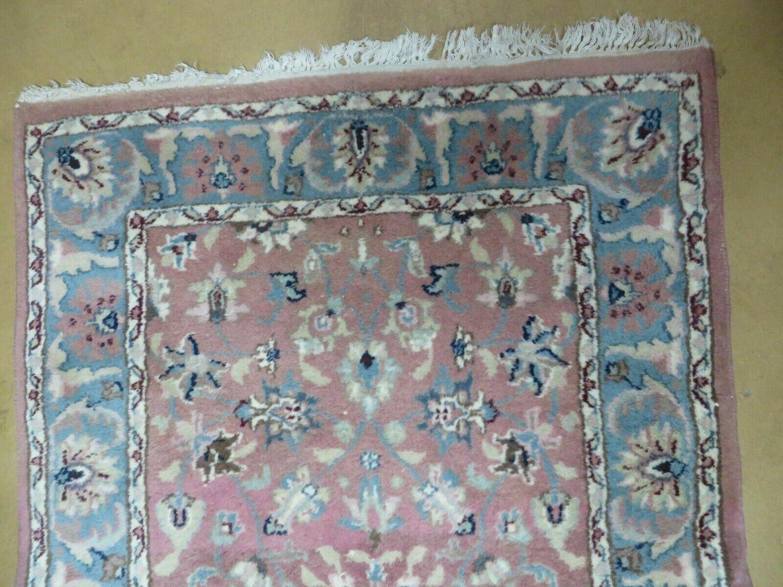 2' 8" X 12' Vintage Handmade India Floral Wool Runner Rug Nice - Jewel Rugs