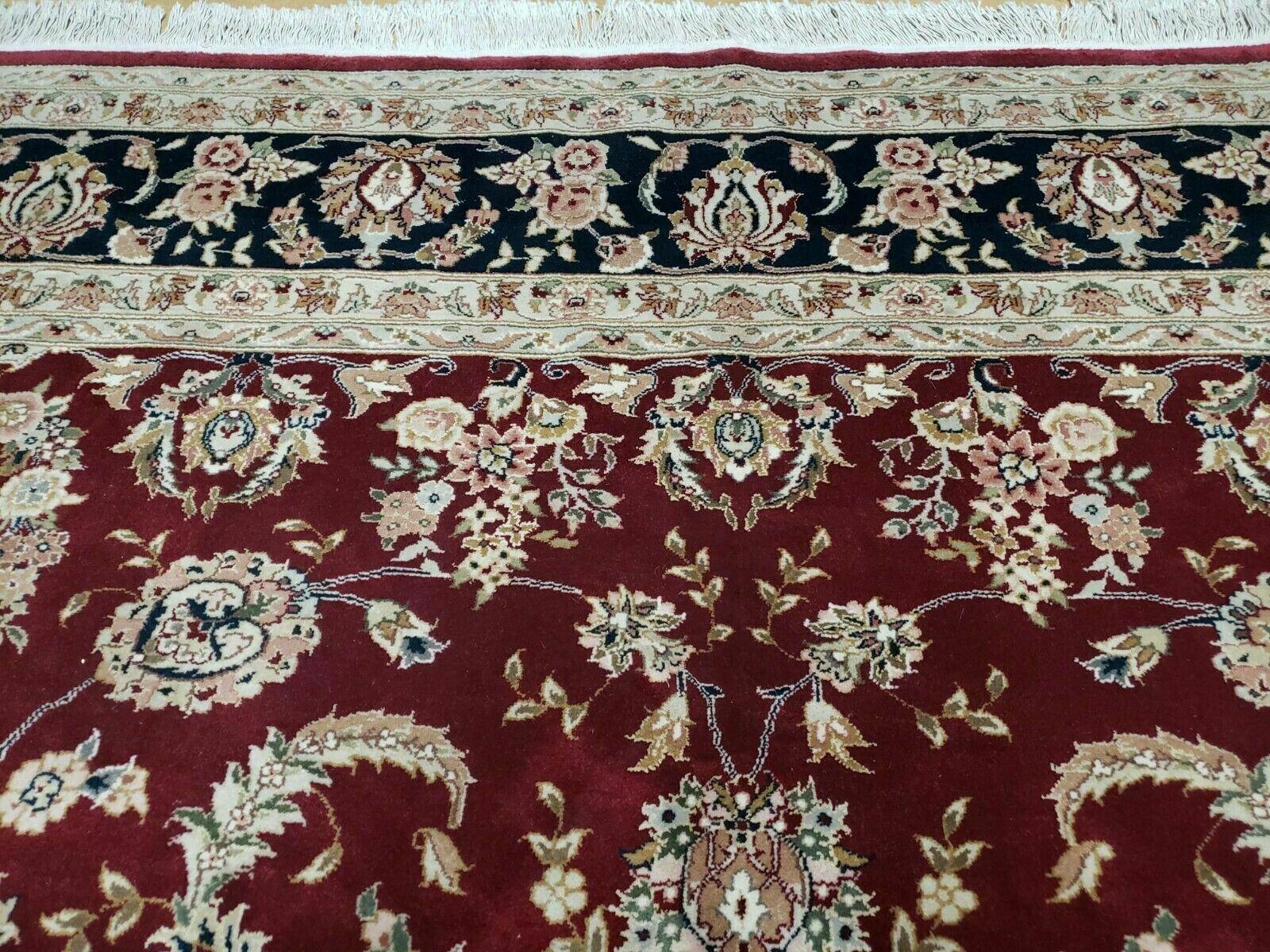 8' X 10' Vintage Handmade India Floral Wool Silk Accents Rug Organic Veg Dyes - Jewel Rugs