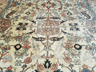 9' X 12' Hand Knotted Indian Agra Wool Rug Vegetable Dyes Handmade Beige Ivory - Jewel Rugs