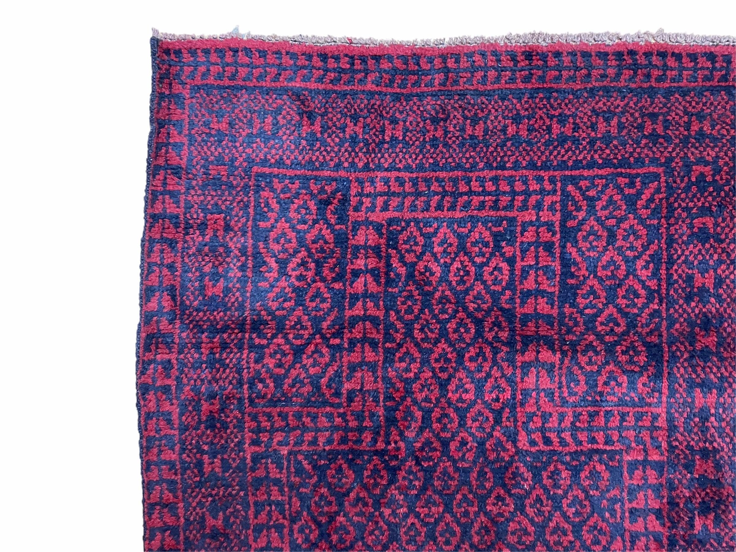 2' 9" X 4' 7" Vintage Handmade Tribal Wool Rug Balouchi Rug Afghan Rug Blue Red - Jewel Rugs