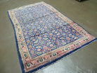 4' X 6' Antique Handmade India Floral Oriental Allover Wool Rug Blue Nice - Jewel Rugs