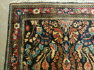 2' X 4' Antique Handmade Sarouk Floral Wool Rug Blue Organic Vegetable Dye Nice - Jewel Rugs