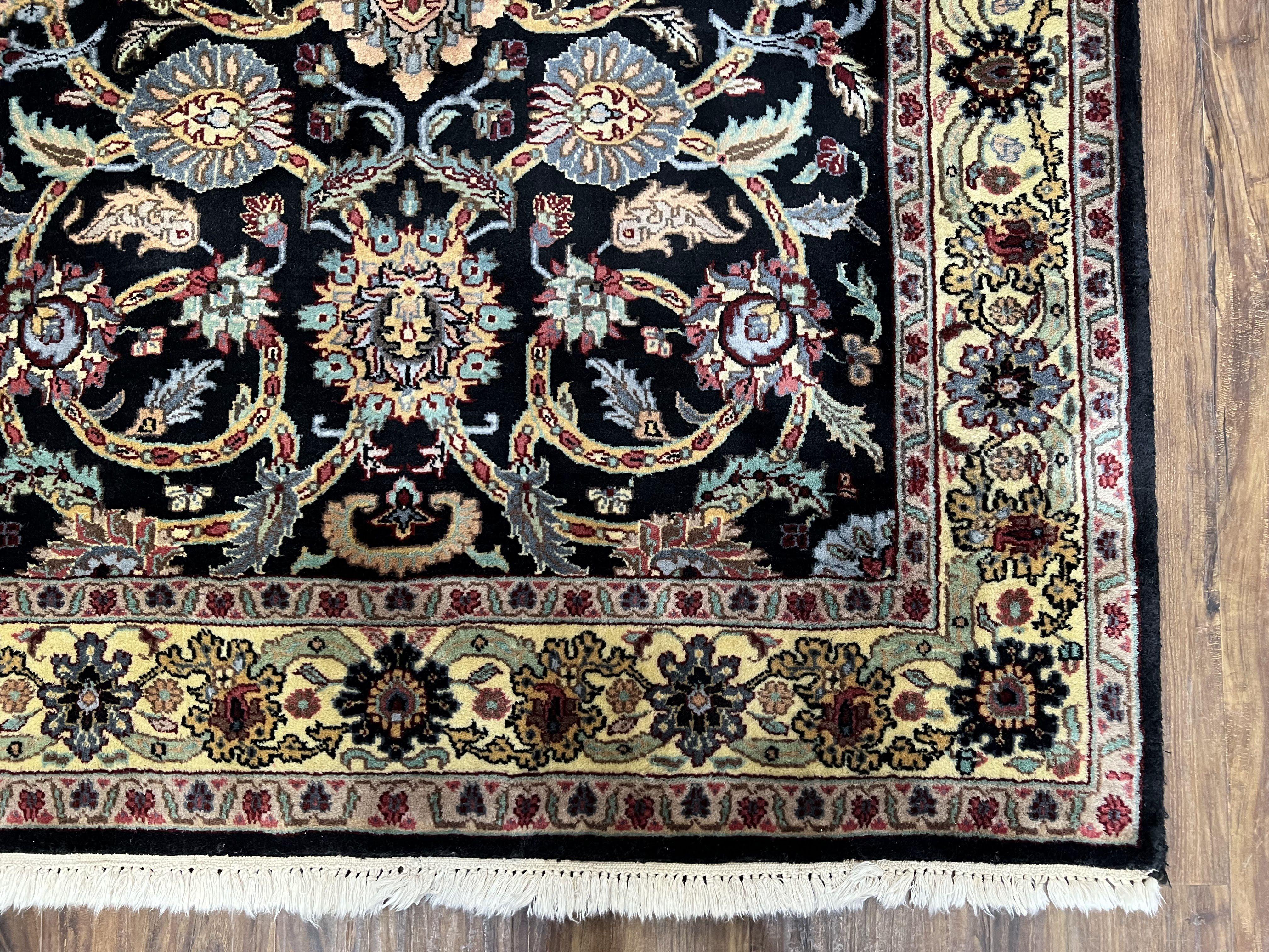 Indo Persian Rug 4x6, Wool Oriental Carpet, Allover Floral Pattern, Shah Abbas Flowers, Handmade Vintage Rug 4 x 6, Indian Rug, Bedroom Rug - Jewel Rugs